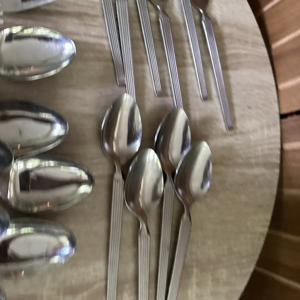 Vintage National Stainless Aqua Set Of 24 Spoons And Forks NST28